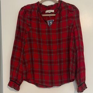 LOFT Red Plaid Women's Top xs new